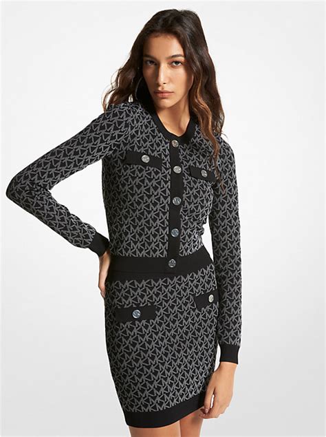 michael kors logo jacquard cardigan|Michael Kors cashmere cardigan.